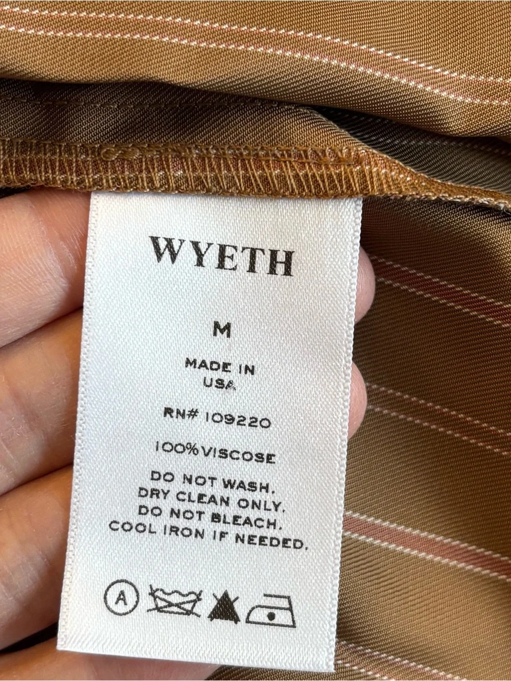 Wyeth Brown Pinstripe Shirt Dress Pink Detail NWT Sz M Coastal Cottagecore - Picture 8 of 14